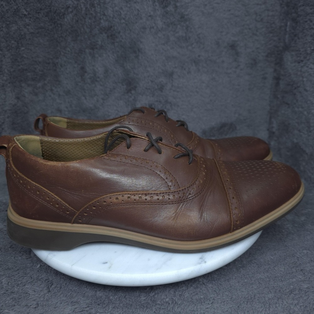 Amberjack Shoes Mens Size 10.5 Brown Leather Cap Toe Derby Dress Comfort
